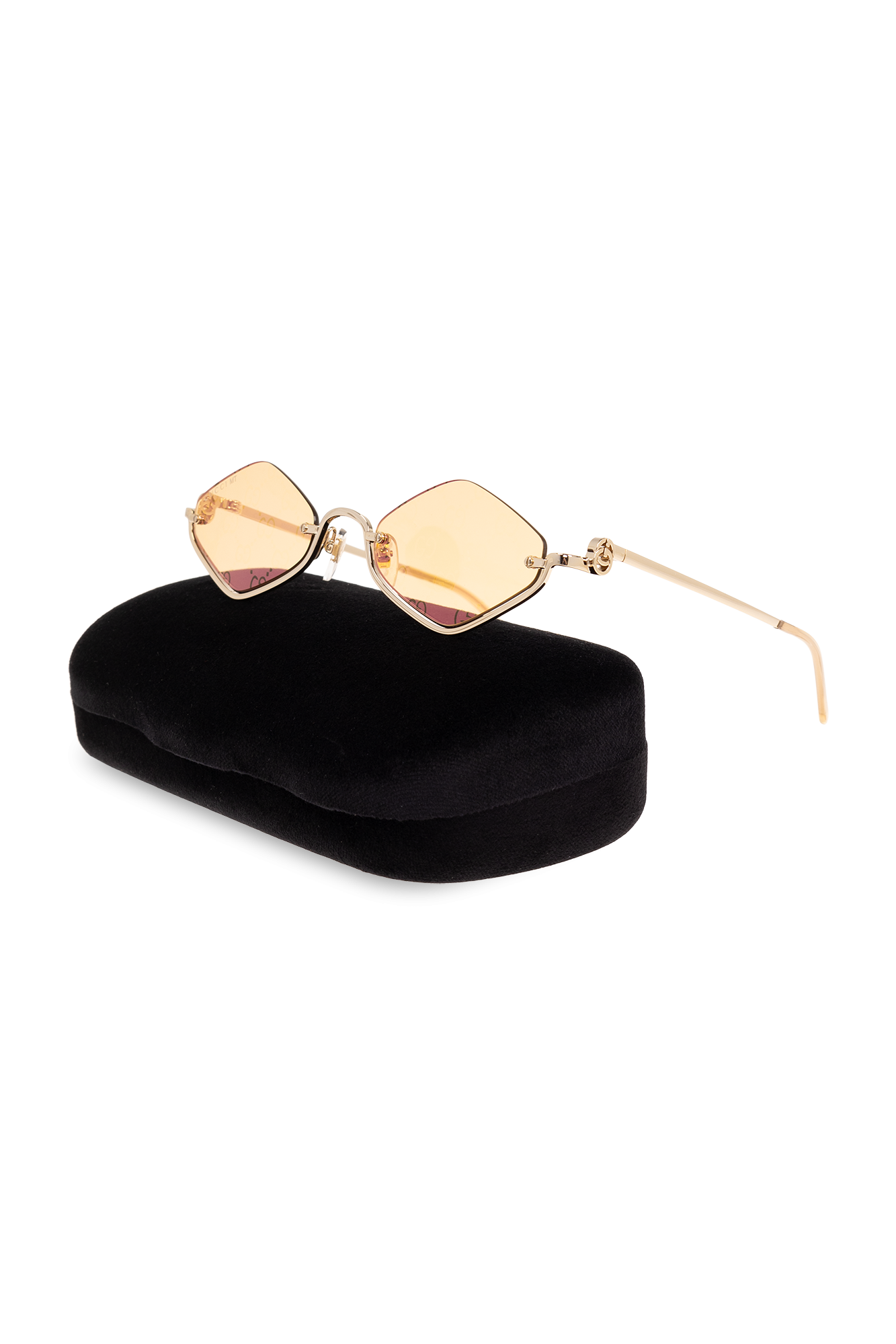 Gold sunglasses striped Gucci - SchaferandweinerShops Gabon